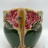 Cache pot art nouveau en barbotine, Onnaing, France 1900