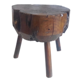 Brutalist solid oak side table – 40s/50s
