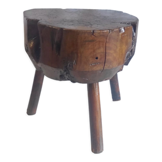 Brutalist solid oak side table – 40s/50s
