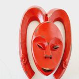 African Mask from Mali lacquered in red Exceptional piece