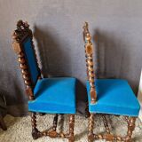 Pair of blue fabric chairs