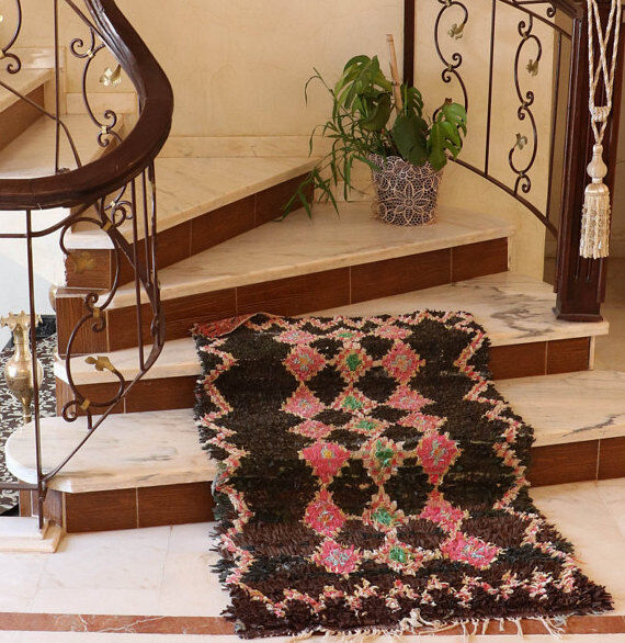 Boucherouite, 155 x 92 authentic hand made wool rug