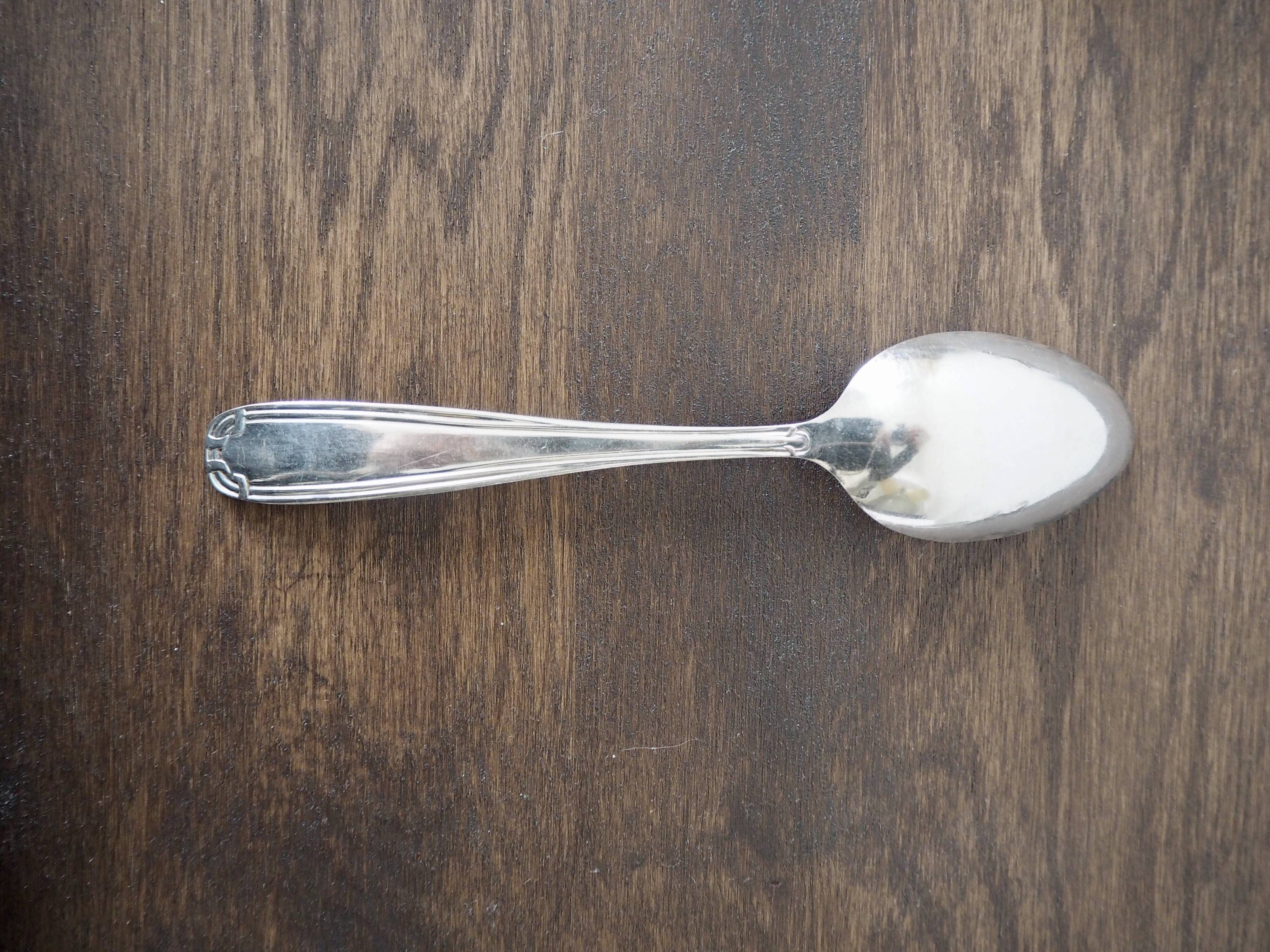 Set of 6 forks and 6 spoons in silver metal with punches