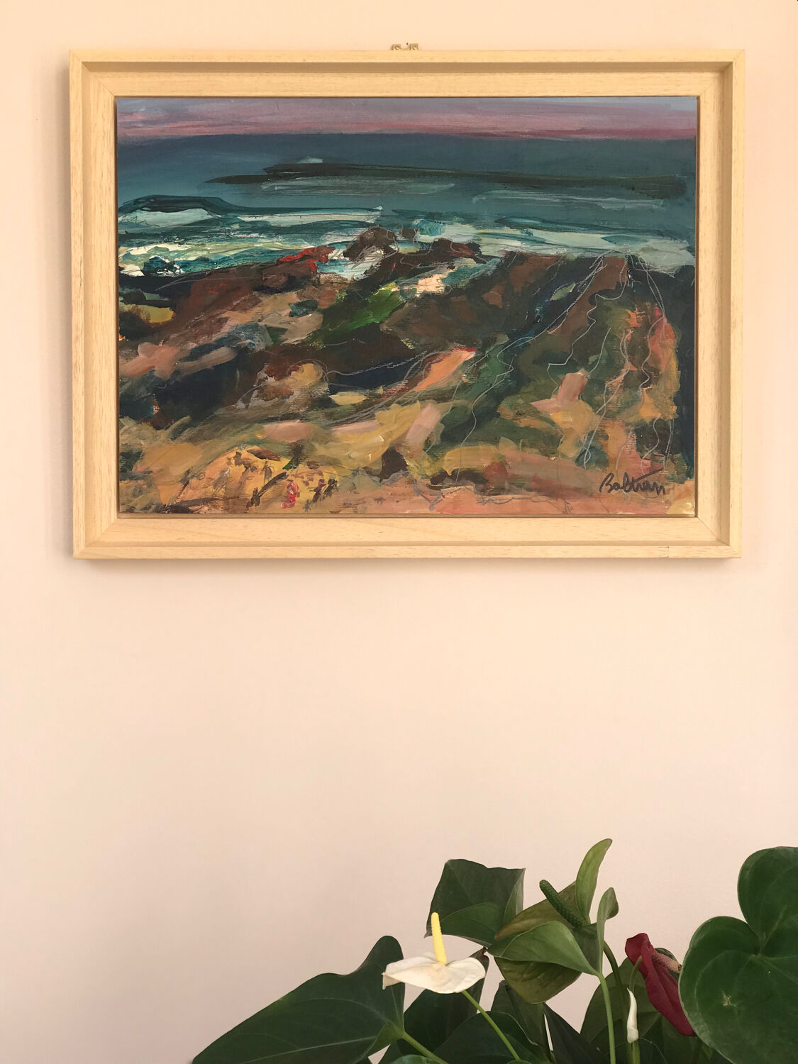 Acrylic painting by odile trpont, also known as baltran (1942). les sables d'olonne.