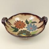 Round ceramic dish 2 coves floral decoration