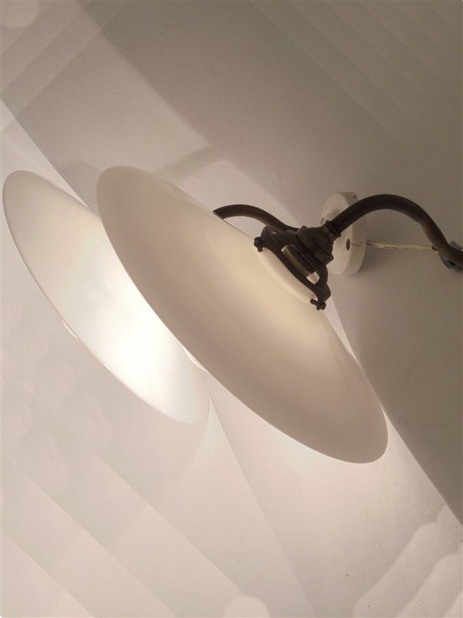 Pair of opaline wall lamps