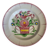 Assiette ancienne Panier au Coq faïence de Lunéville