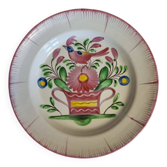 Assiette ancienne Panier au Coq faïence de Lunéville