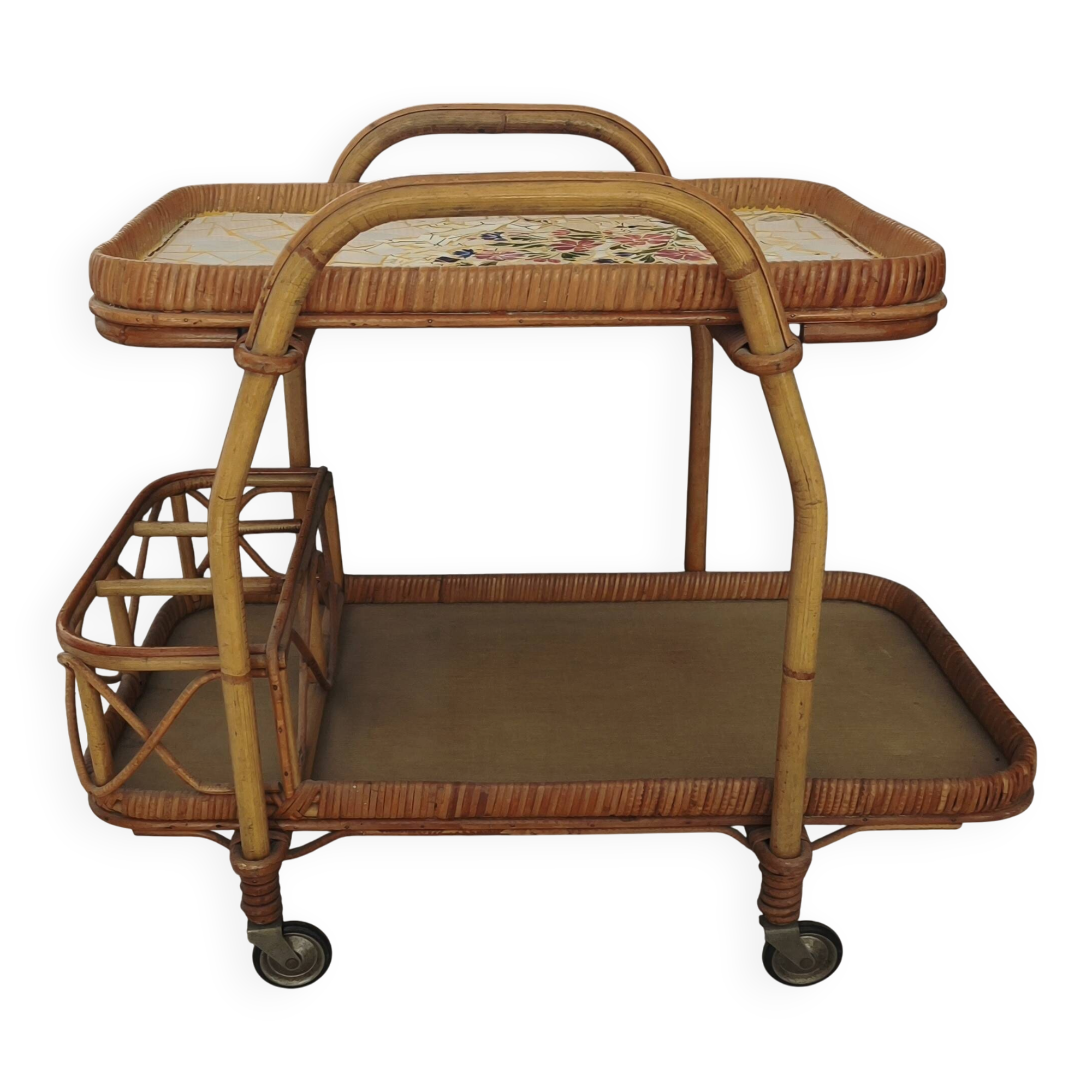 1950s bar chariot - ceramic tray from saint amand