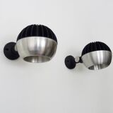 Pair of adjustable chrome eyeball wall lights. Diameter 17 cm - 6.69 " 70s-80s