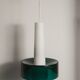 Vintage suspension in 2 elements, white opaline and transparent glass.
