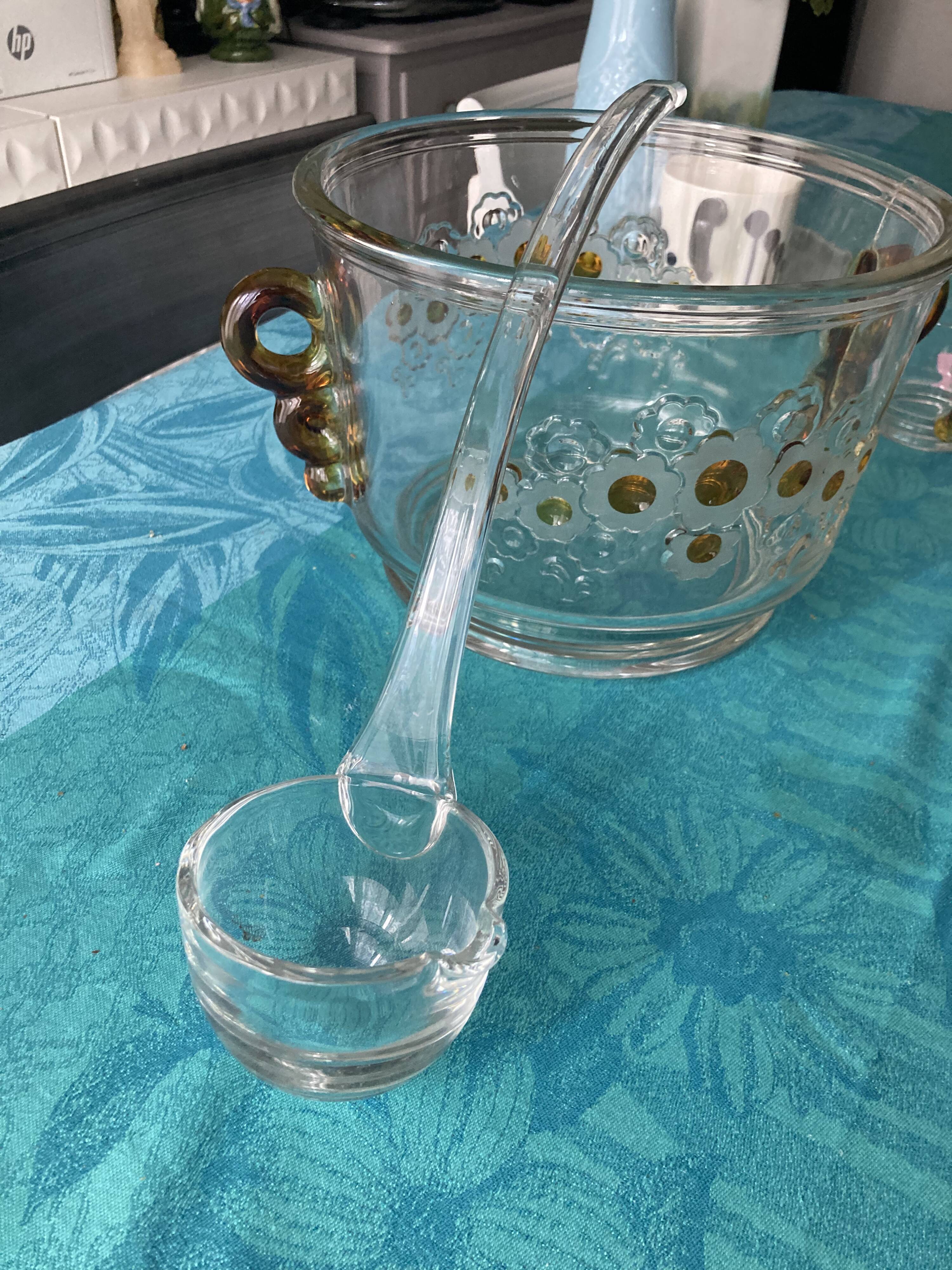 Vintage Walther punch bowl set + 6 floral cups - 1970s