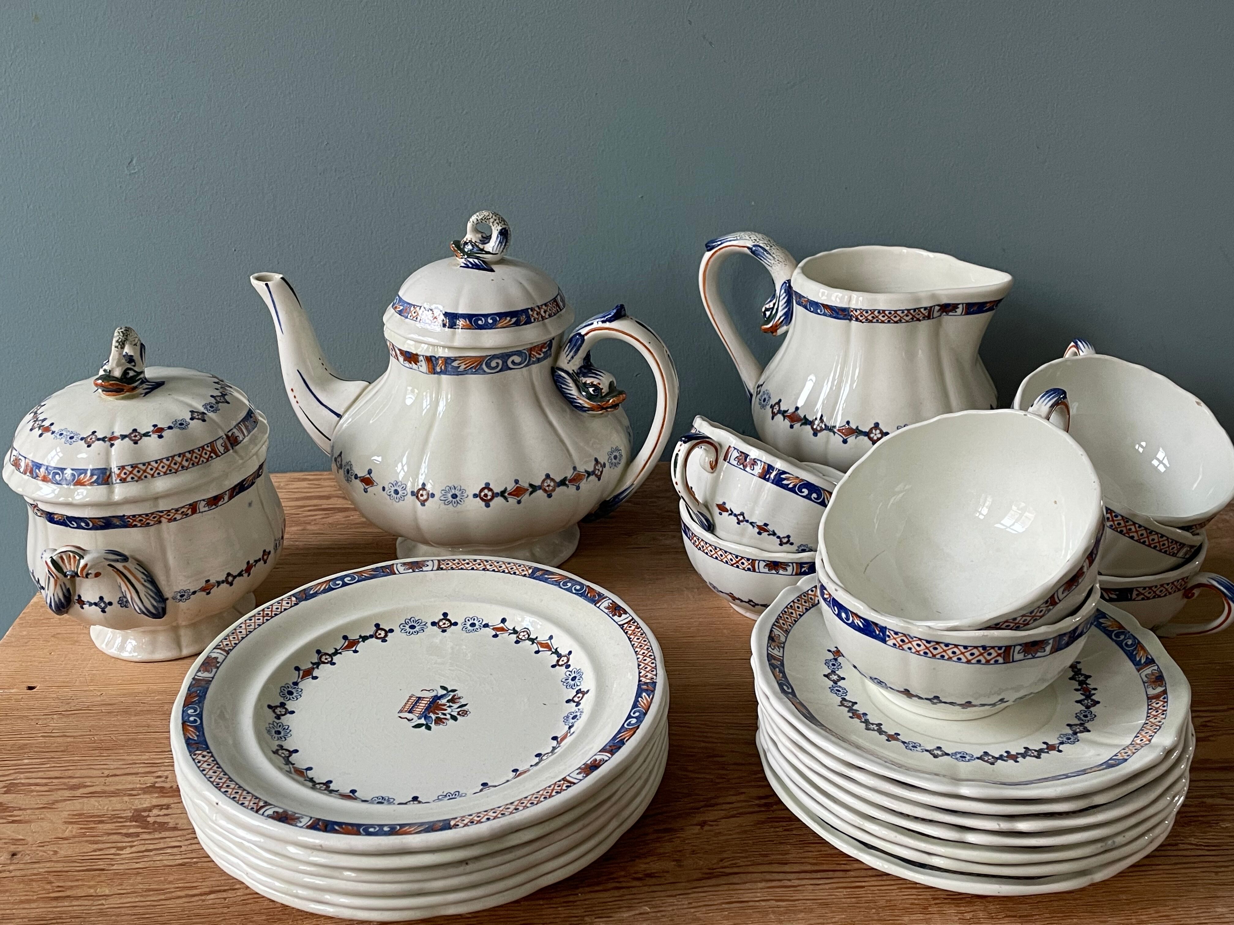 Coffee service Émile Bourgeois Grand Dépôt, décor Rouen XIXth