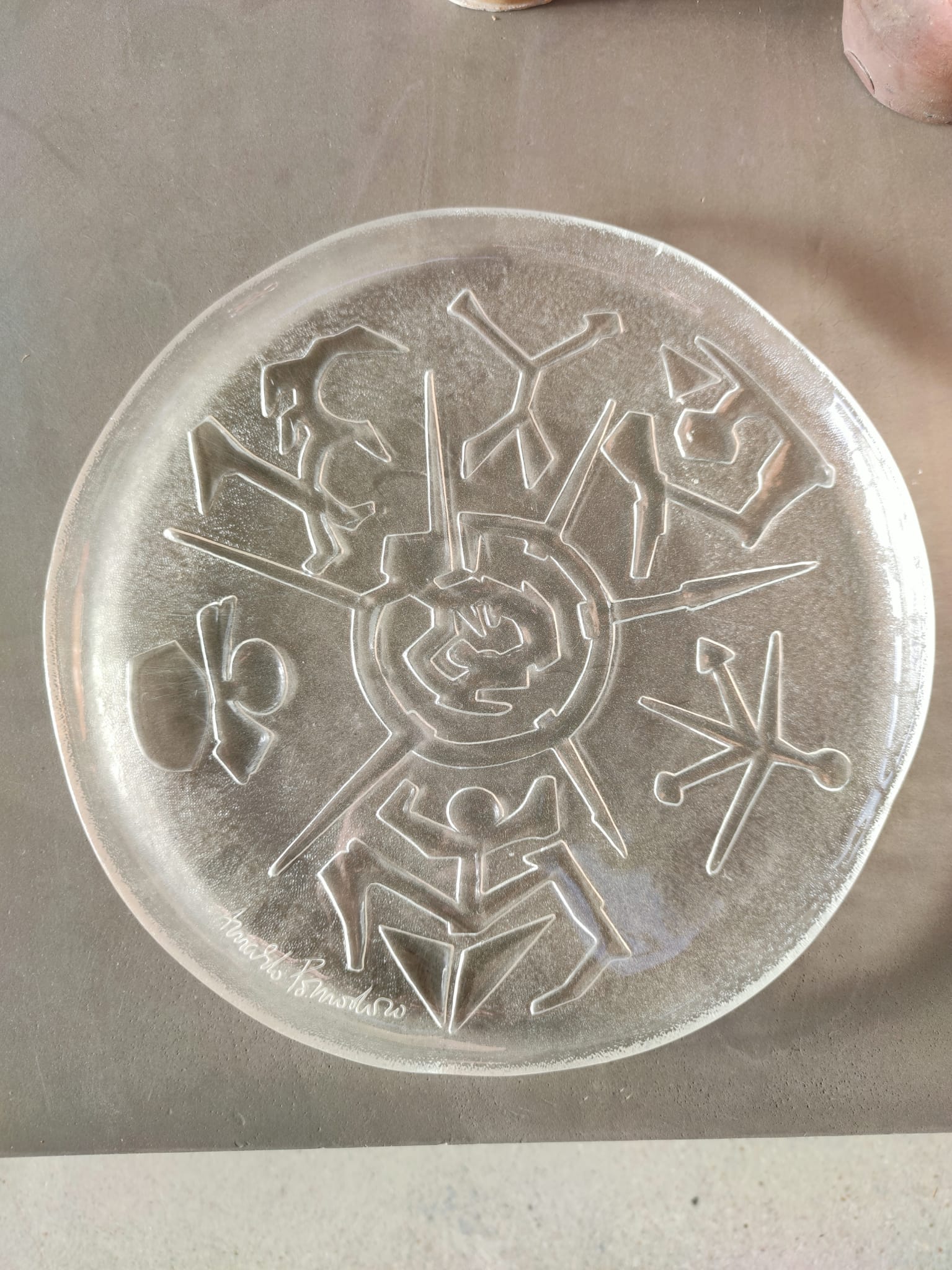 Glass dish by Arnaldo Pomodoro Ars D Milano