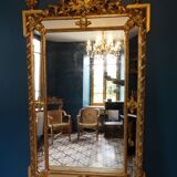 Miroir XIXème à parcloses en stuc doré 100 x 175 cm
