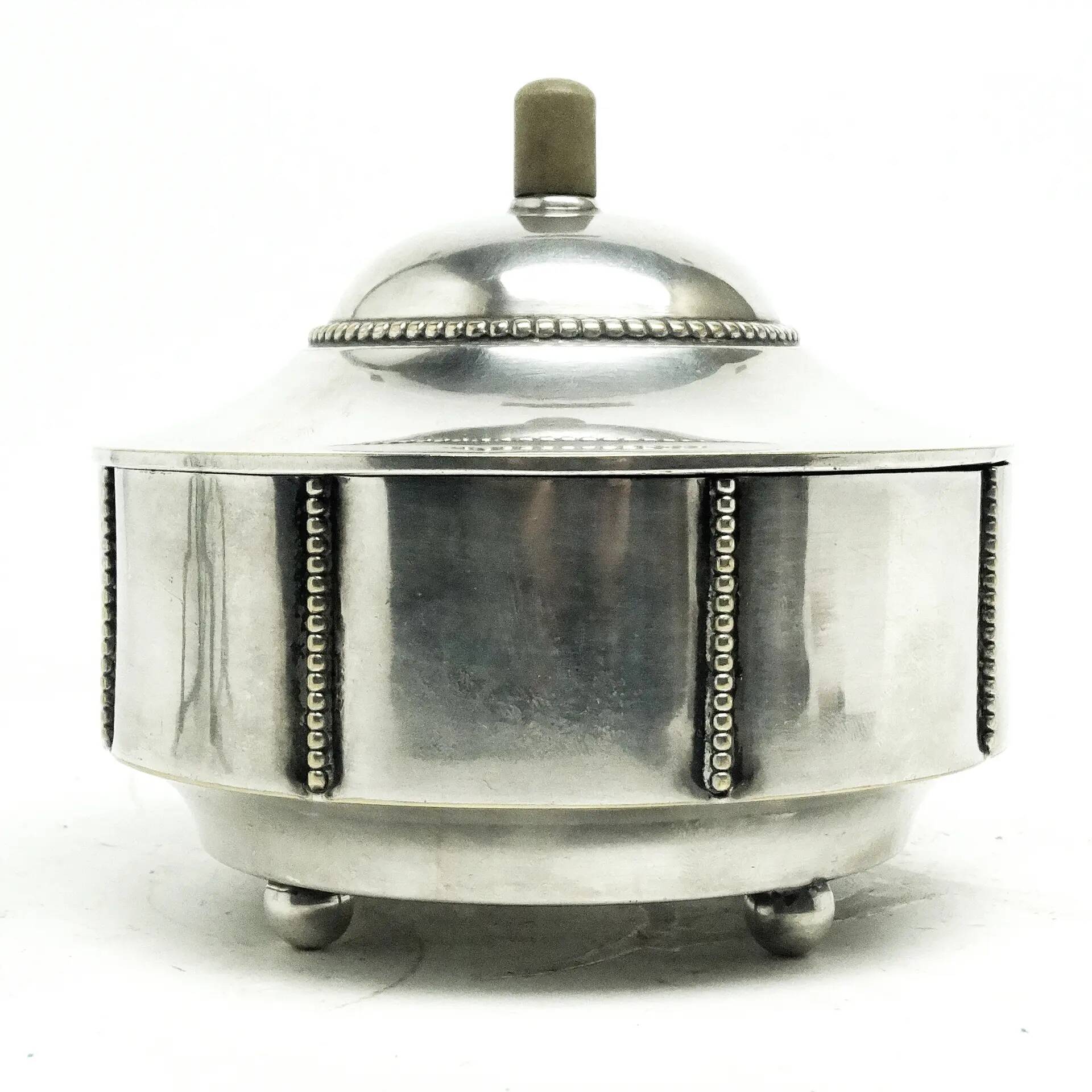 Art Deco sugar bowl, silver-plated brass, Germany, 1930s