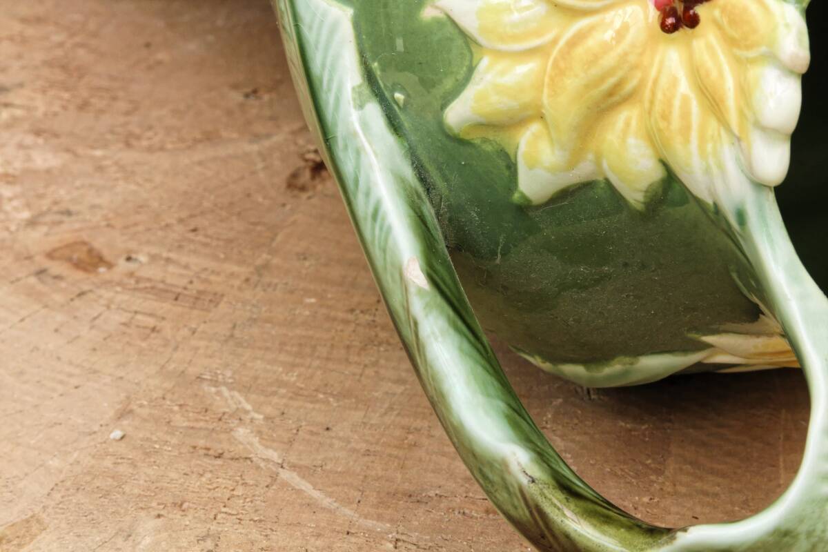 Slip vase, thistle motif, Art Nouveau