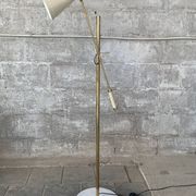 Midcentury brass and marble diablo floor lamp, Italy 1960s