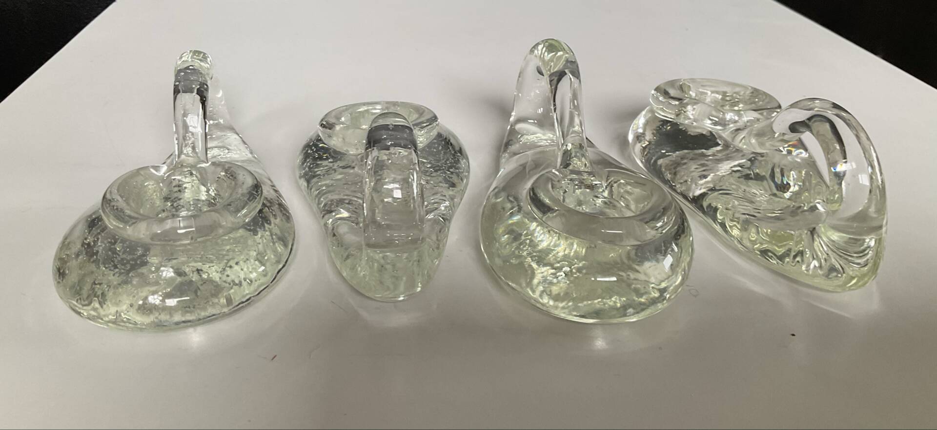 Set of 4 Schneider France crystal candle holders from the 1970s.