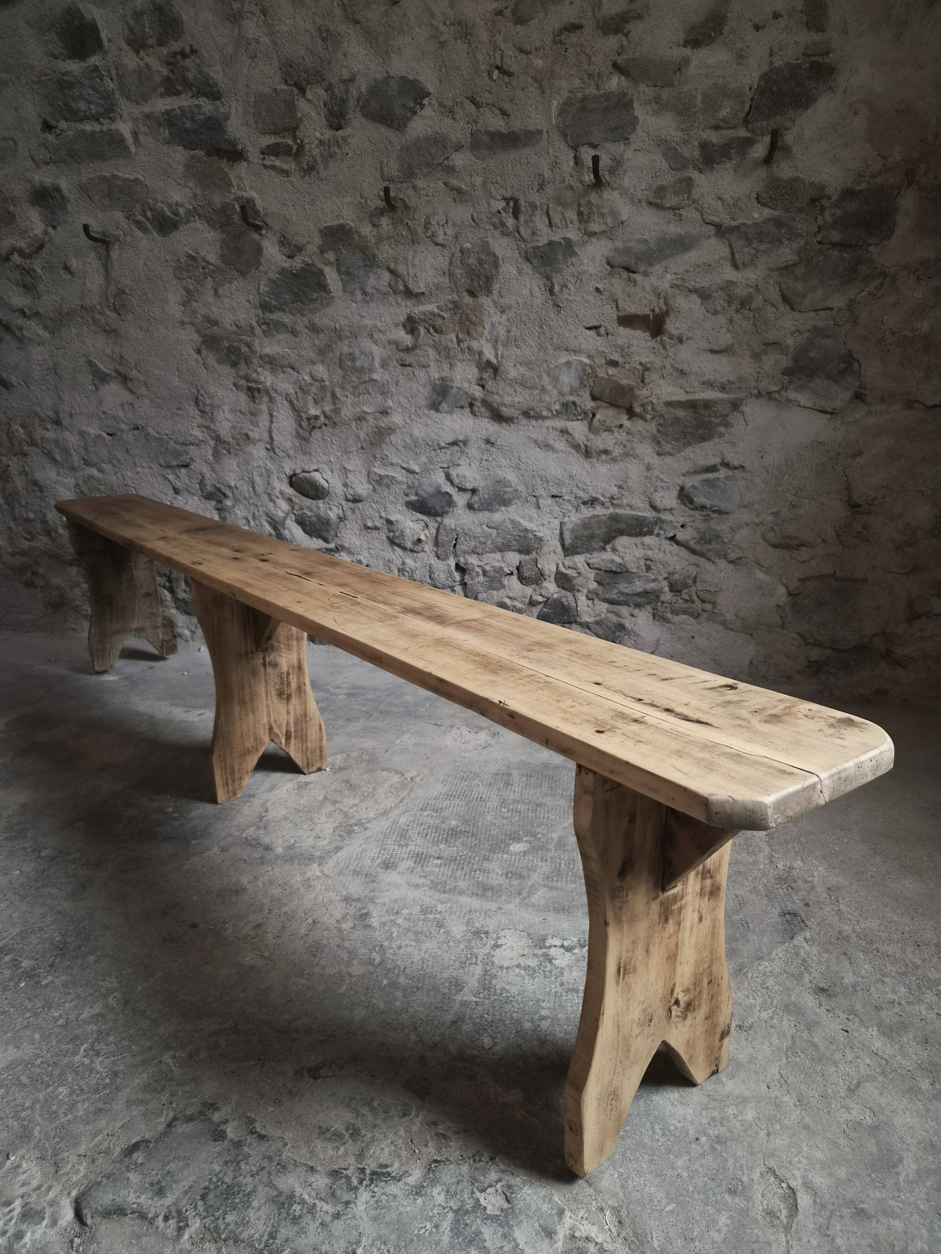 Ensemble de deux bancs vintage en bois de peuplier, 1920–1950