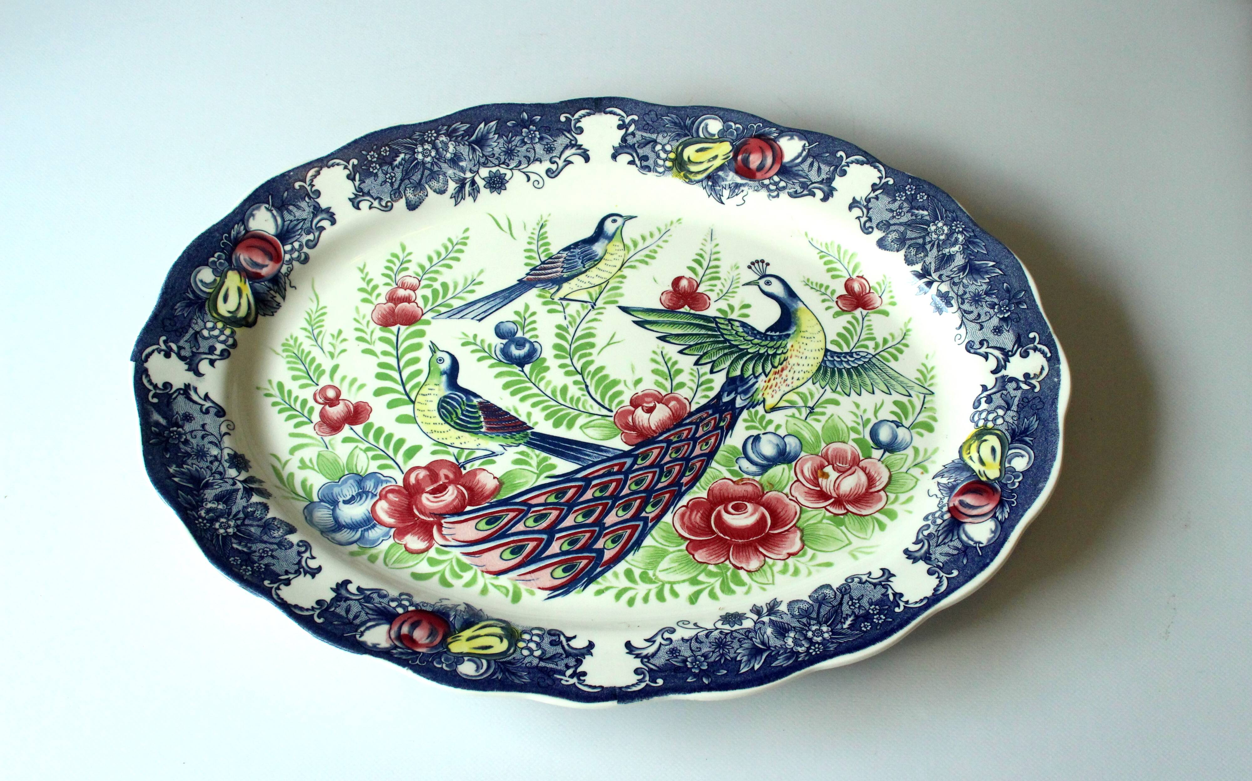 XL asian ceramic serving platter - made in Japan - Vintage