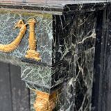 Empire style fireplace in antique green marble and gilded bronzes circa 1880