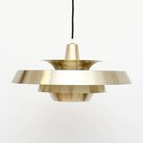 Vintage danish pendant lamp in golden brass 60's