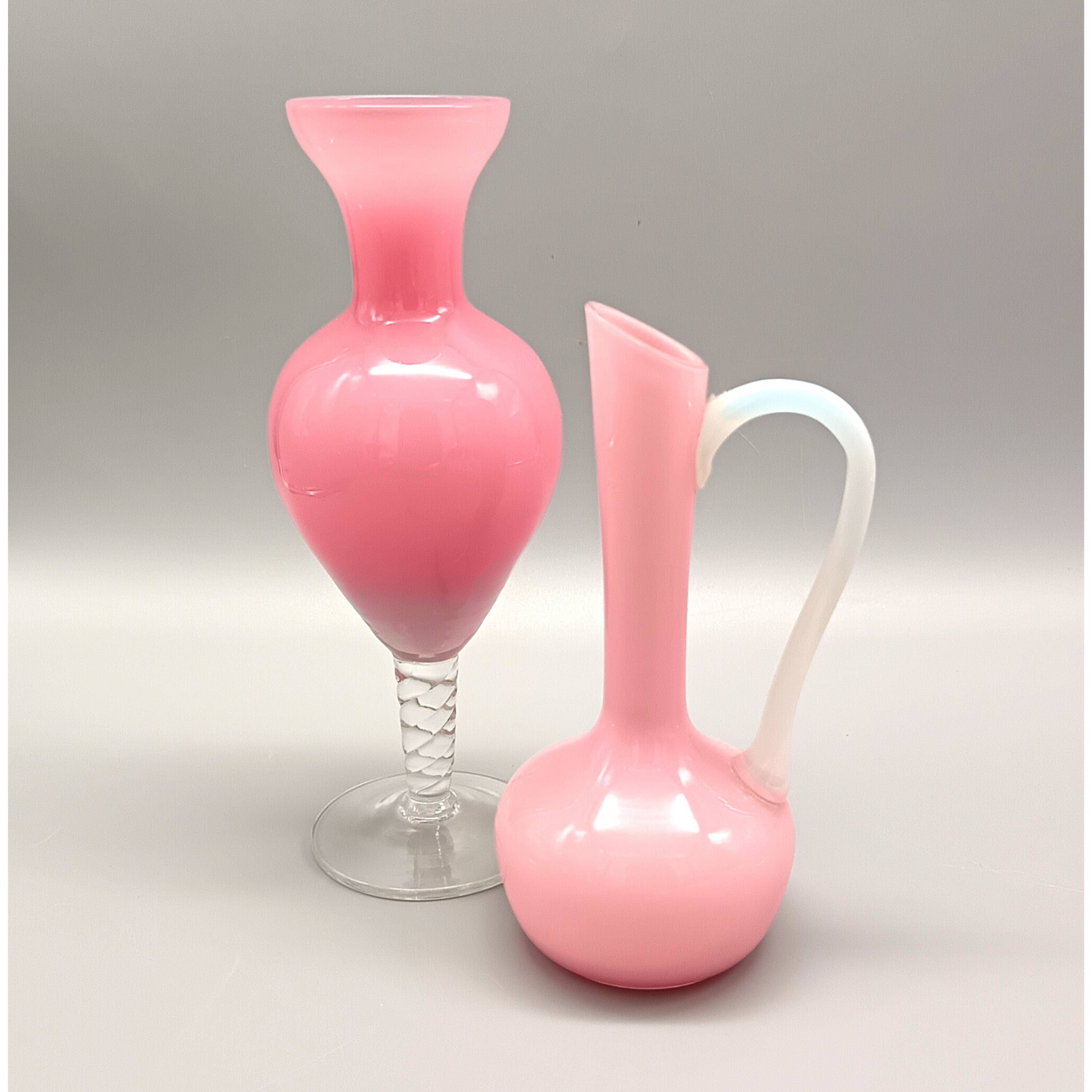 Pair of vintage milk glass vases, 1960-70, retro chic