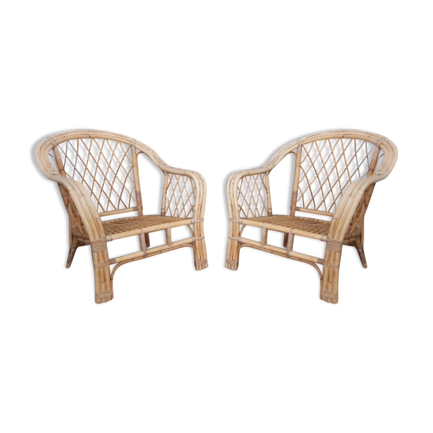 Pair of rattan armchairs