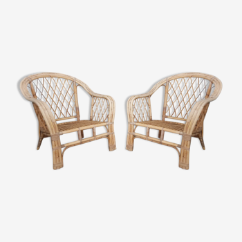 Pair of rattan armchairs