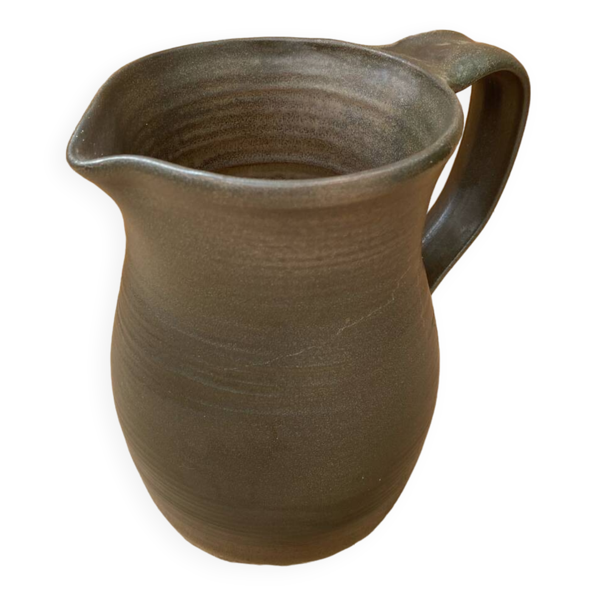 Antique vintage grey brown ceramic pitcher