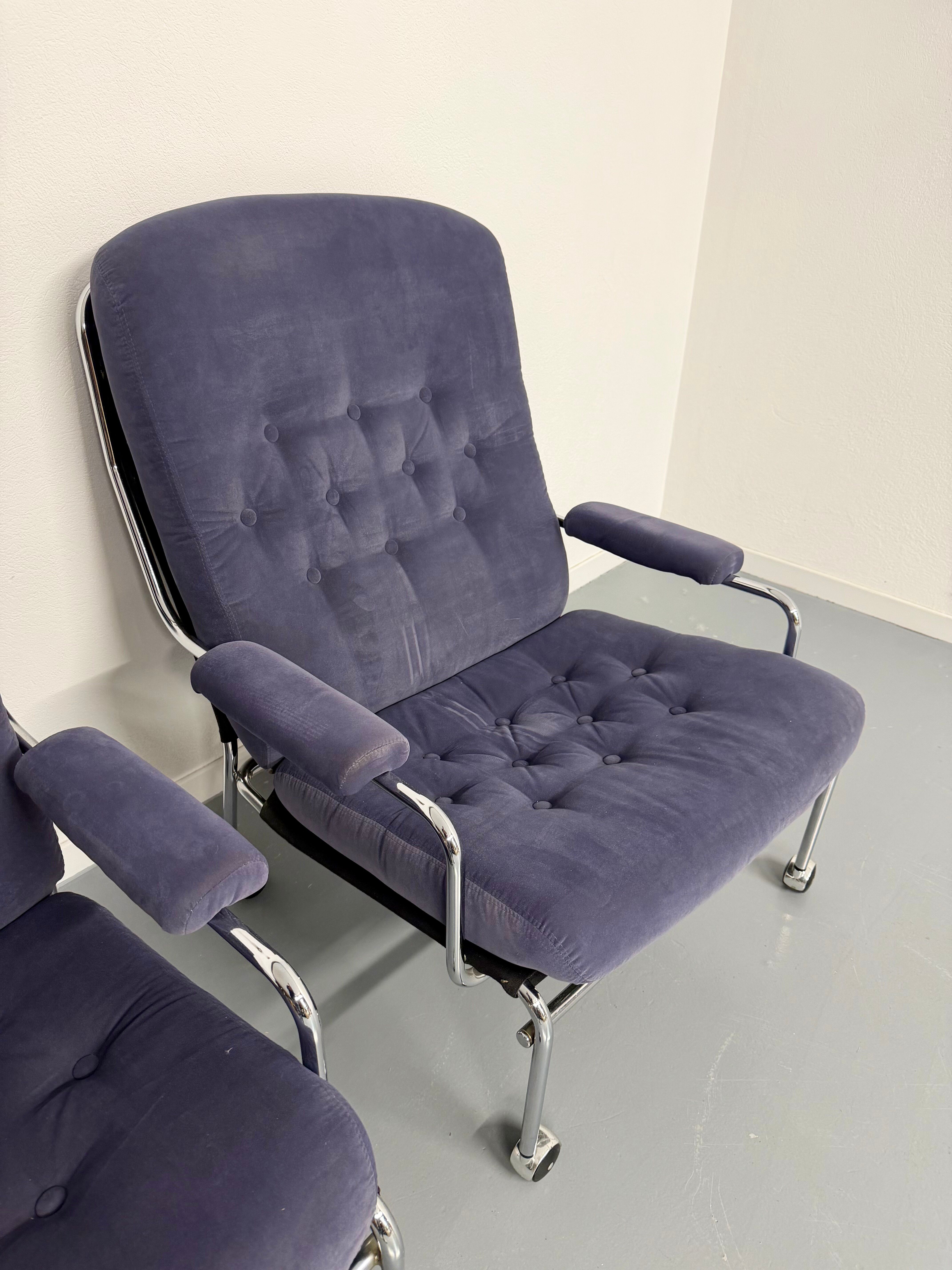 Paire de fauteuils lounge roulette design scandinave Bruno Mathsson
