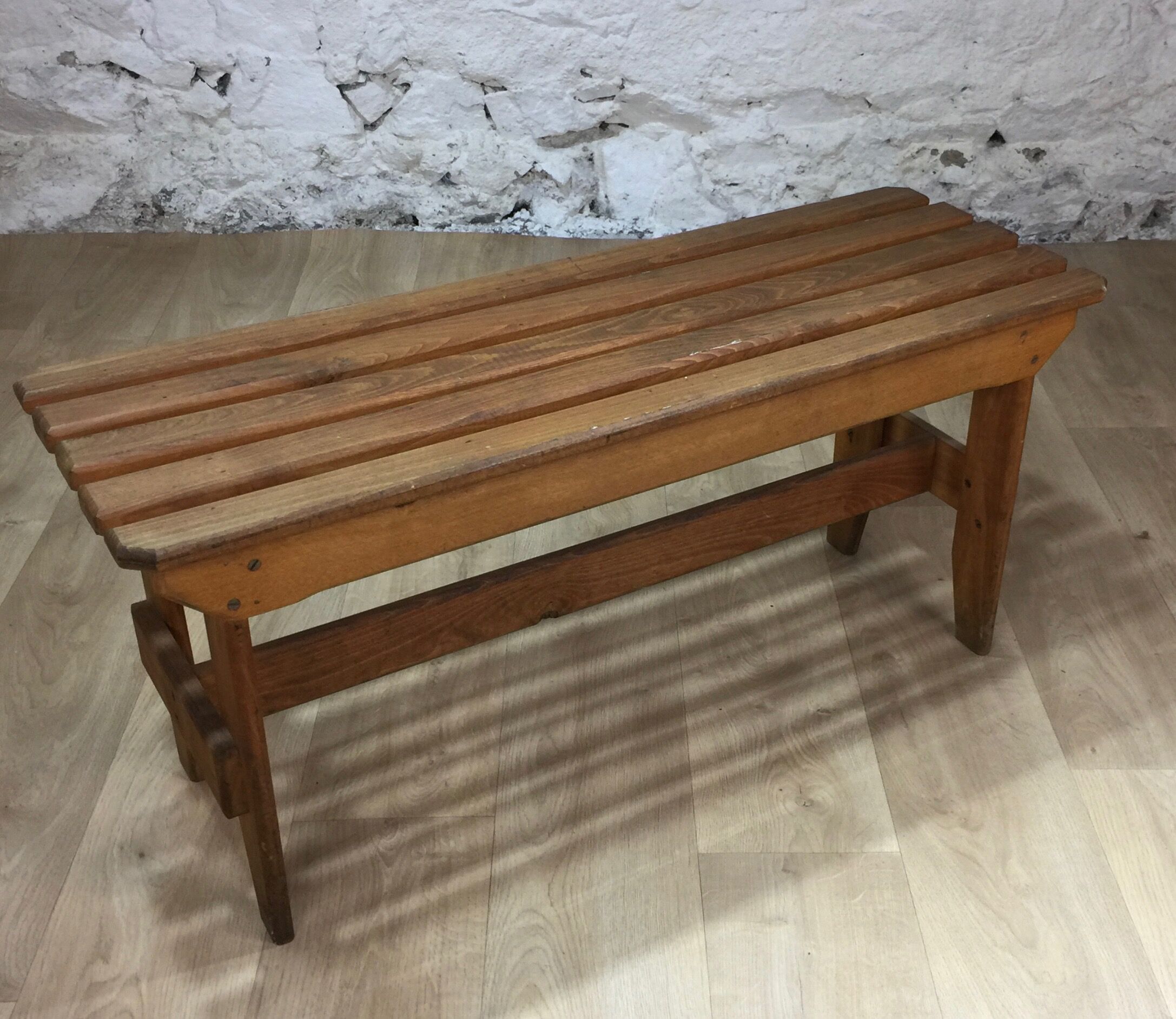 Slatted oak bench