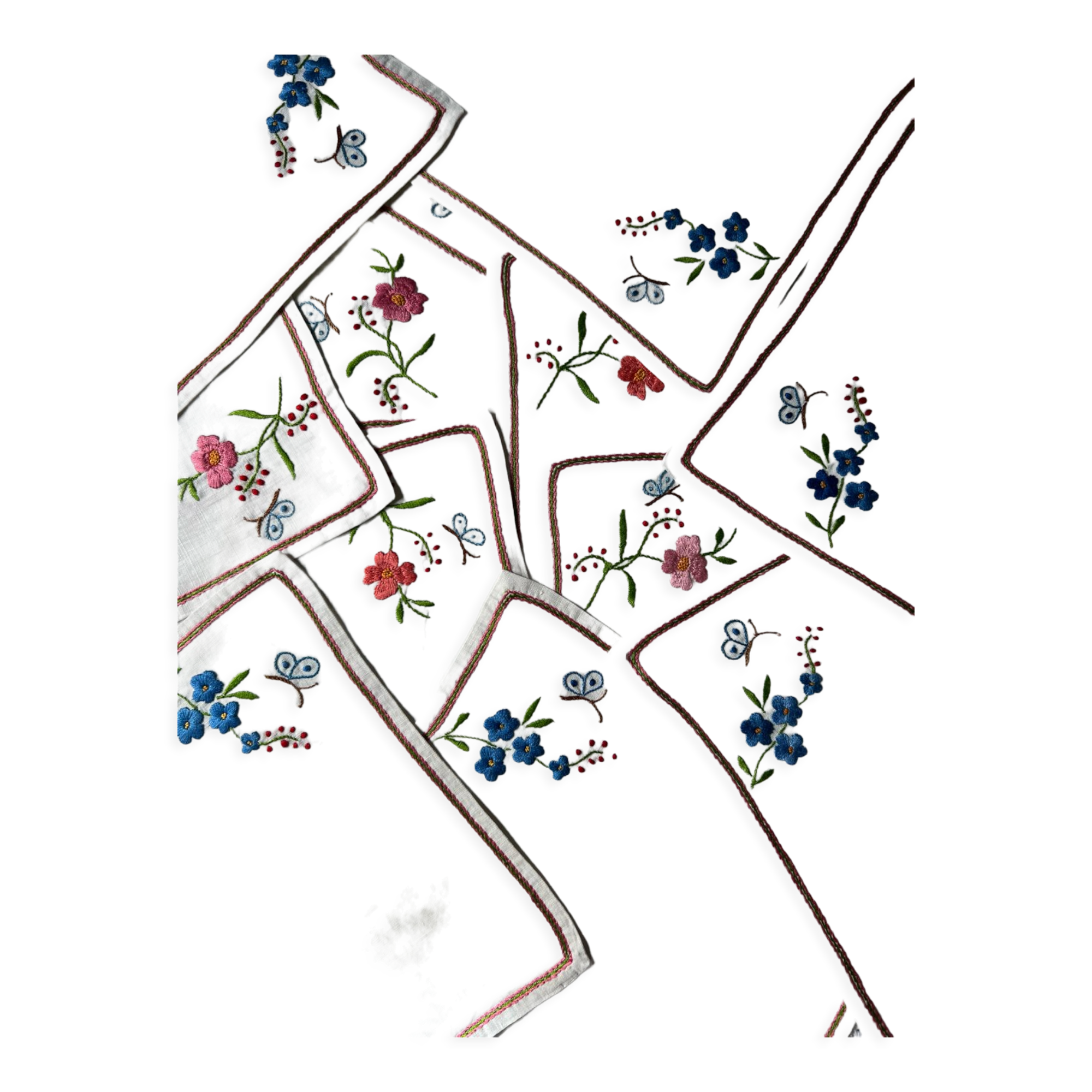 12 embroidered tea towels