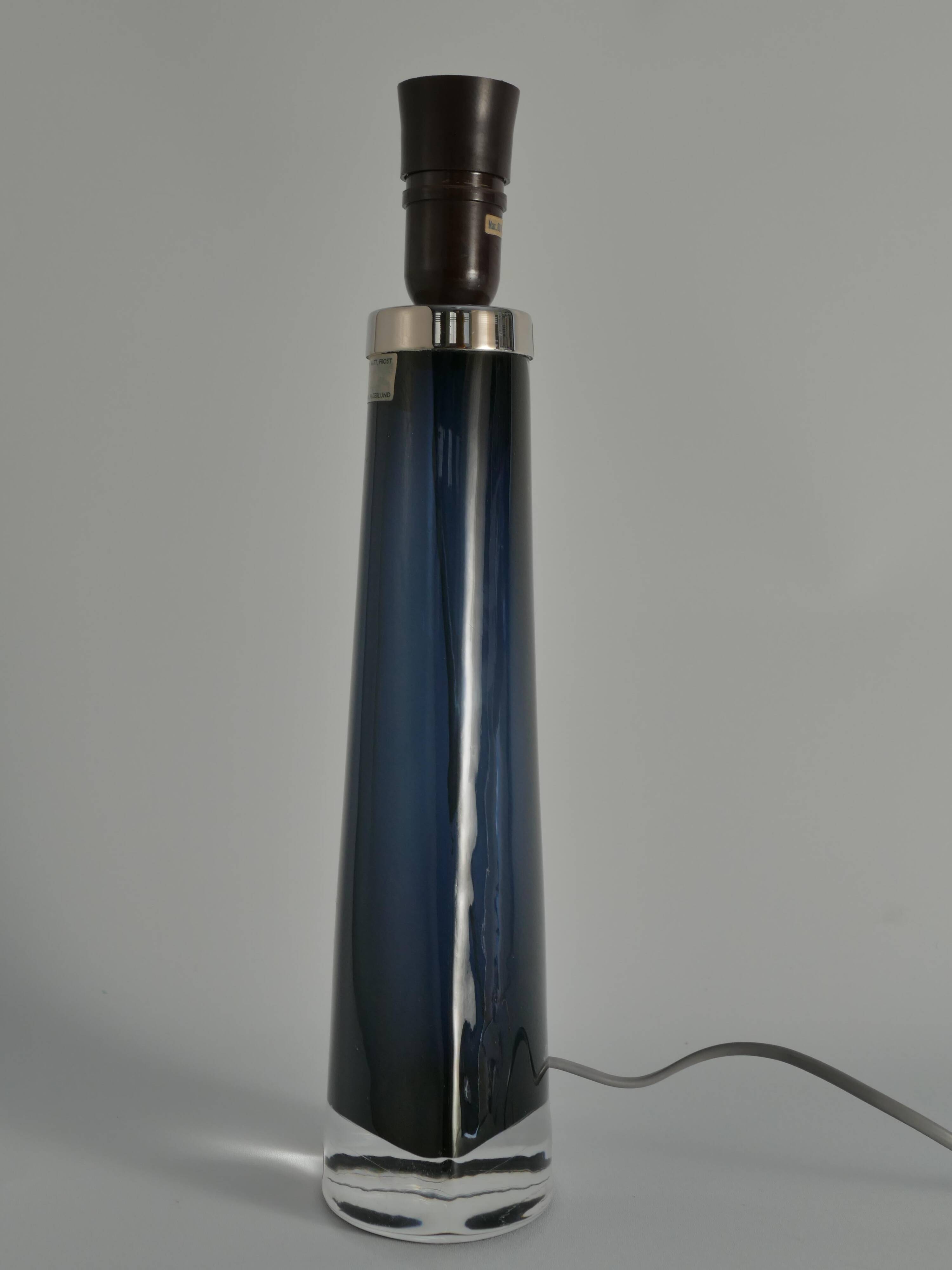 Blue Crystal Glass Table Lamp model RD 1566 by Carl Fagerlund, Orrefors, 1960s