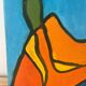 Abstract woman lying down, oil on cardboard signed.