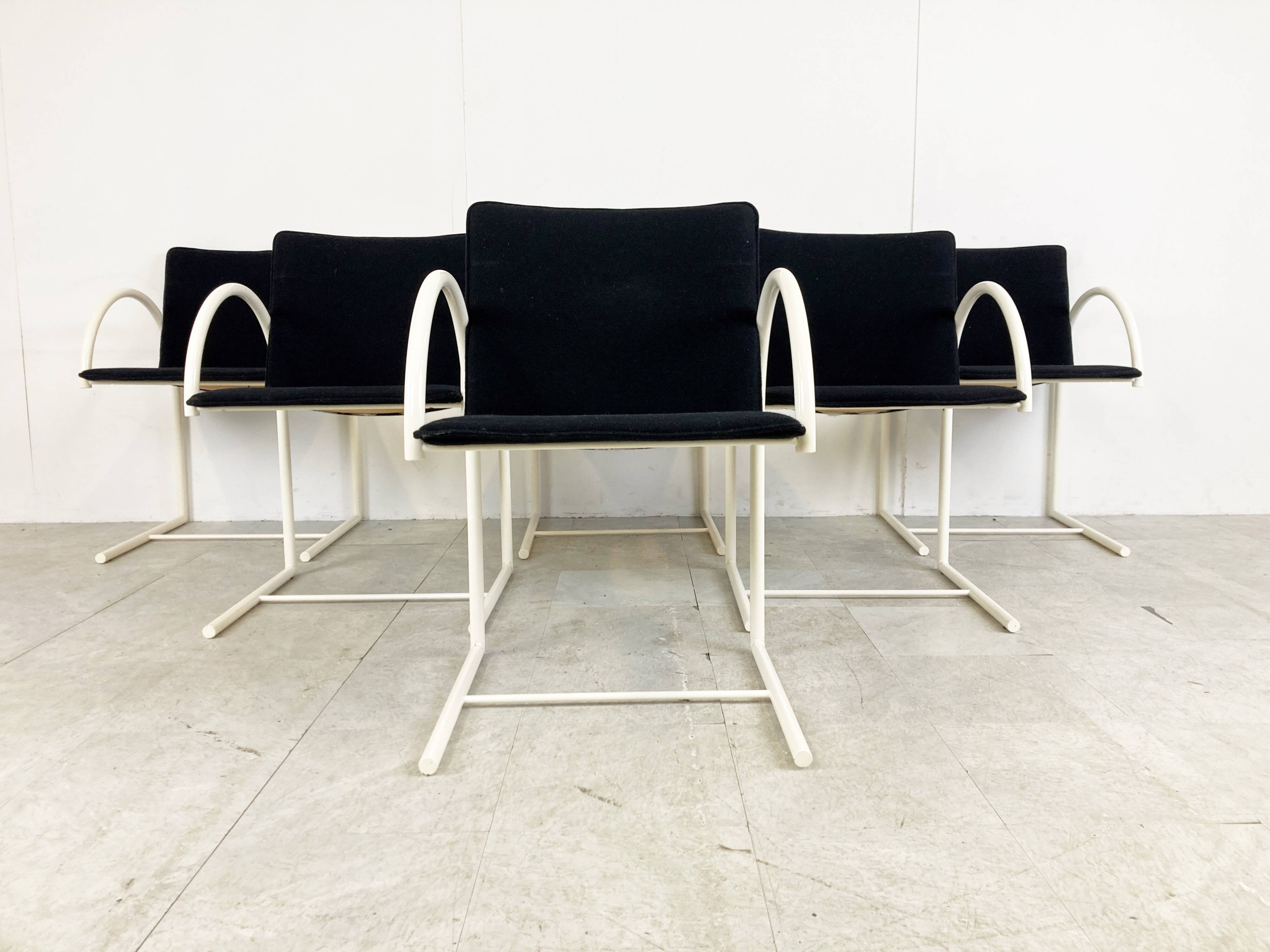 Postmodern cirkel dining chairs by Metaform, 1980s, Set of 6