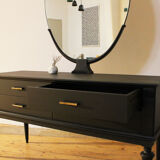 Coiffeuse vintage avec miroir ovale