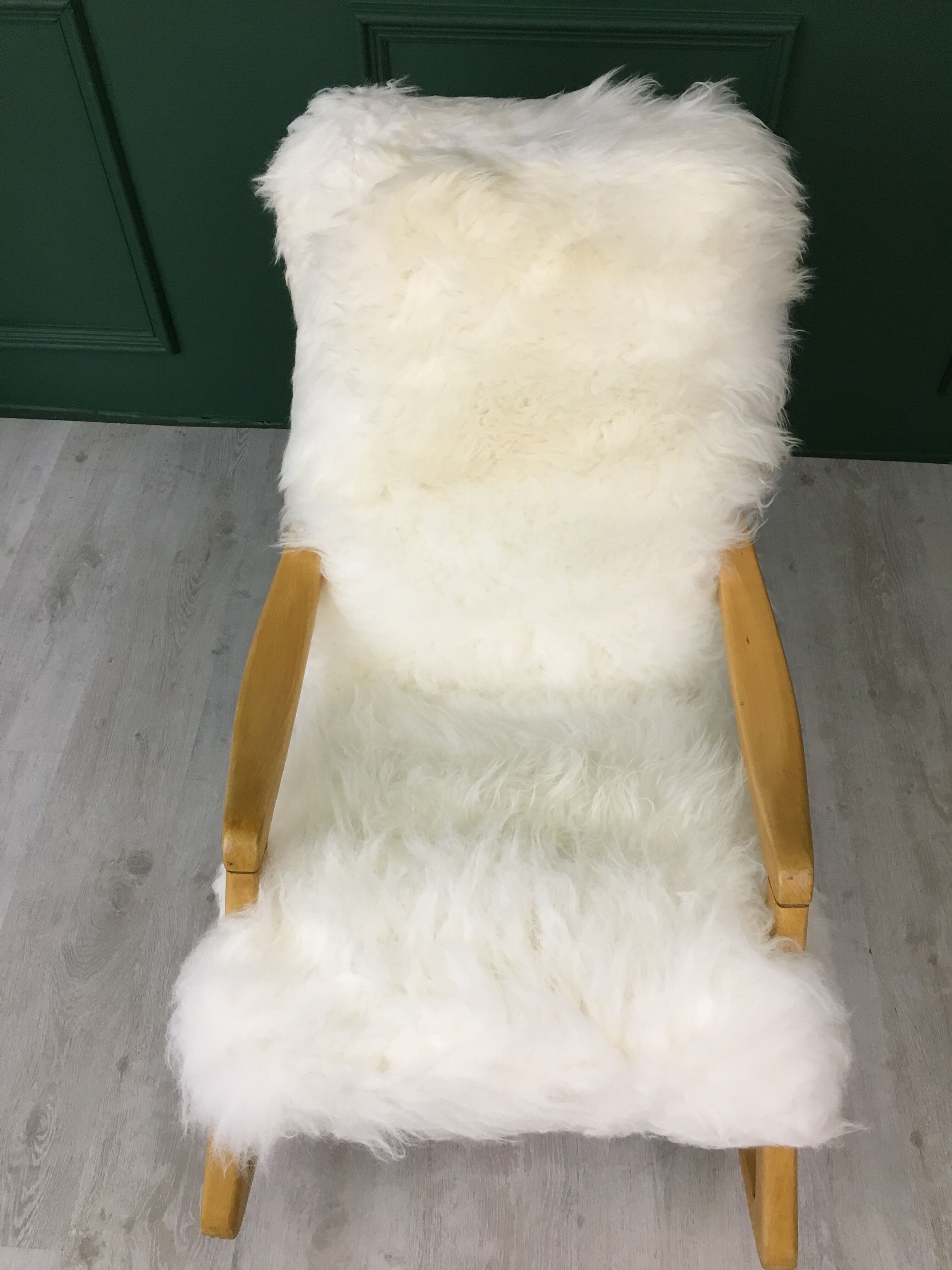 Vintage Sheepskin Fluffy Rocking Chair by Ton