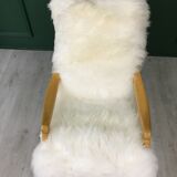 Vintage Sheepskin Fluffy Rocking Chair by Ton