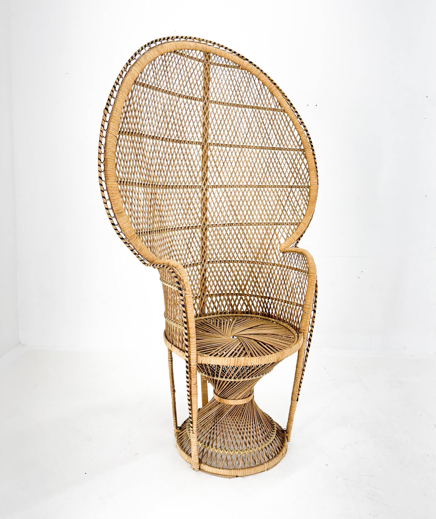 Vintage bohemian peacock wicker chair