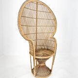 Vintage bohemian peacock wicker chair