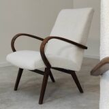 Pair of Jaroslav Smidek armchairs for Ton Bystrice restored in white buckle 1960