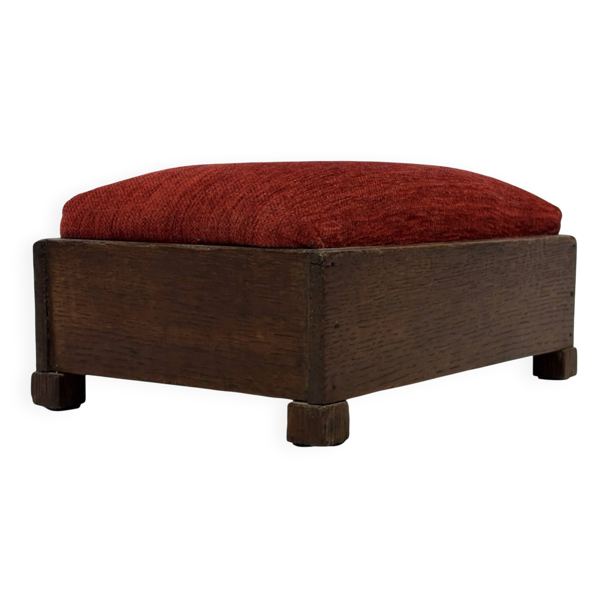 Pouf Art Déco design des années 30, tabouret minimaliste modèle bas.