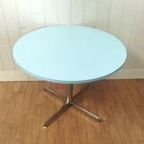 Vintage round table chrome and formica blue