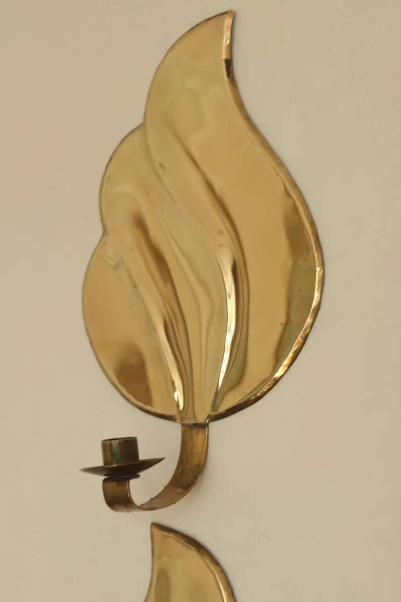 Pair of Swedish Mid-Century Brass Wall Sconces