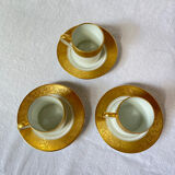 Set of 6 cups and cups manufacture royale limoge gold inlay