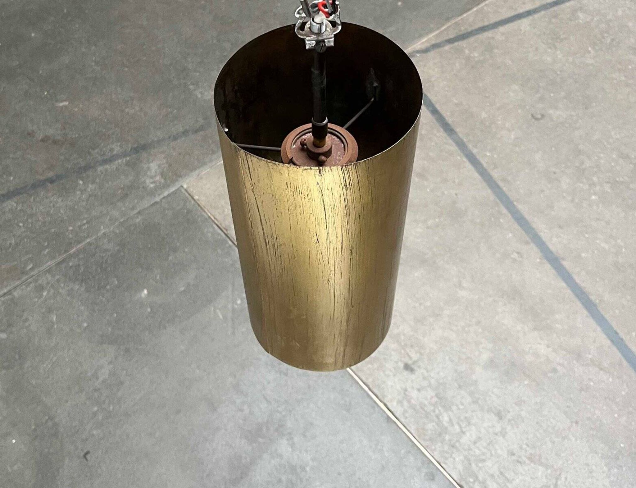 Brass tube pendant lamp in mid-century style, 1960s.