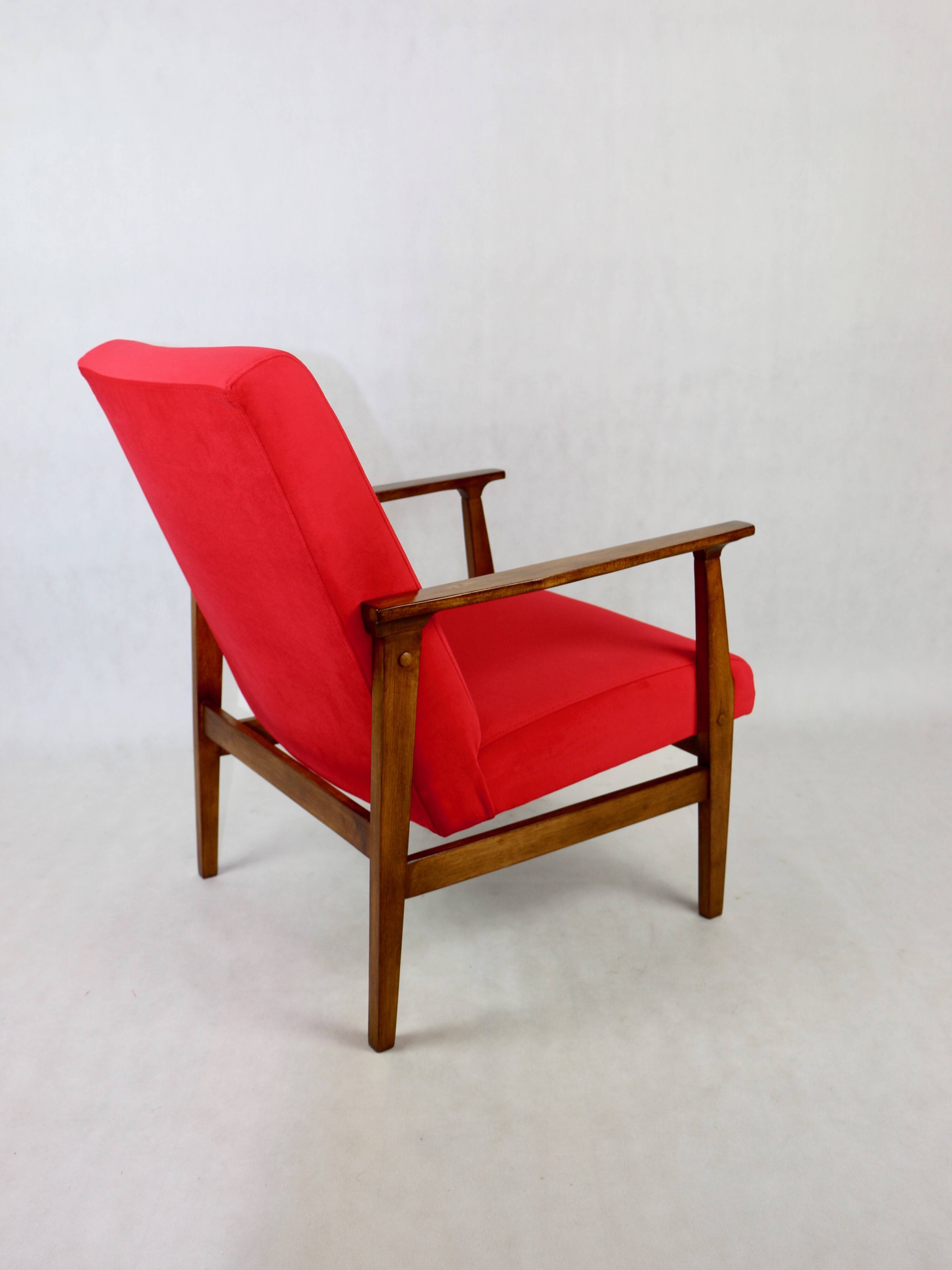 Chaise longue vintage en velours rouge, années 1970
