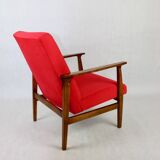 Chaise longue vintage en velours rouge, années 1970